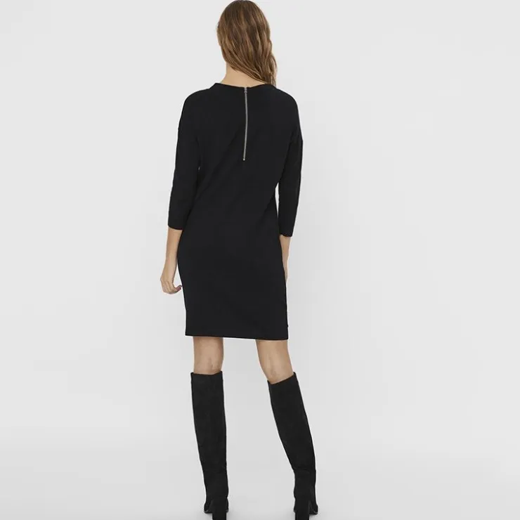 VERO MODA Robe courte e droite zip au dos Femme NOIR