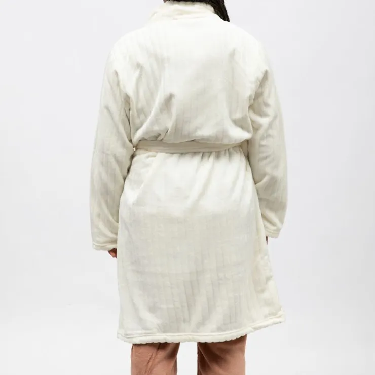 LULU CASTAGNETTE Robe de chambre douce polaire Femme BLANC ECRU