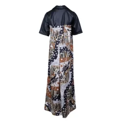 HOLLY AND JOEY Robe Didi longue bi matière imprimé à motifs Femme NOIR Hot