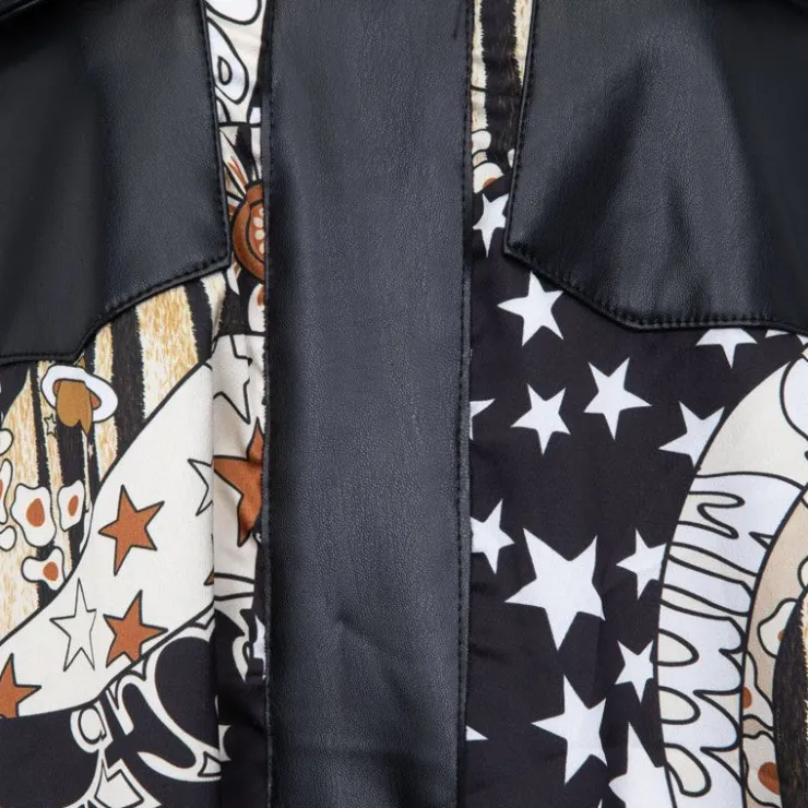 HOLLY AND JOEY Robe Didi longue bi matière imprimé à motifs Femme NOIR Hot