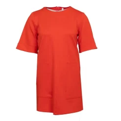 IMPERIAL Robe droite unie courte col rond Femme ORANGE Sale