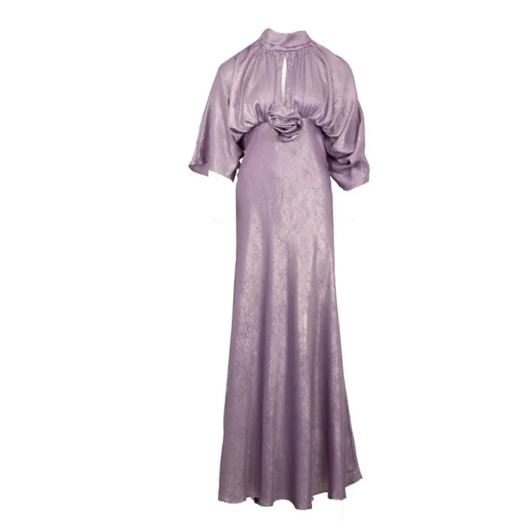 HOLLY AND JOEY Robe flora col cheminée à drapé dos nu Femme VIOLET CLAIR Sale