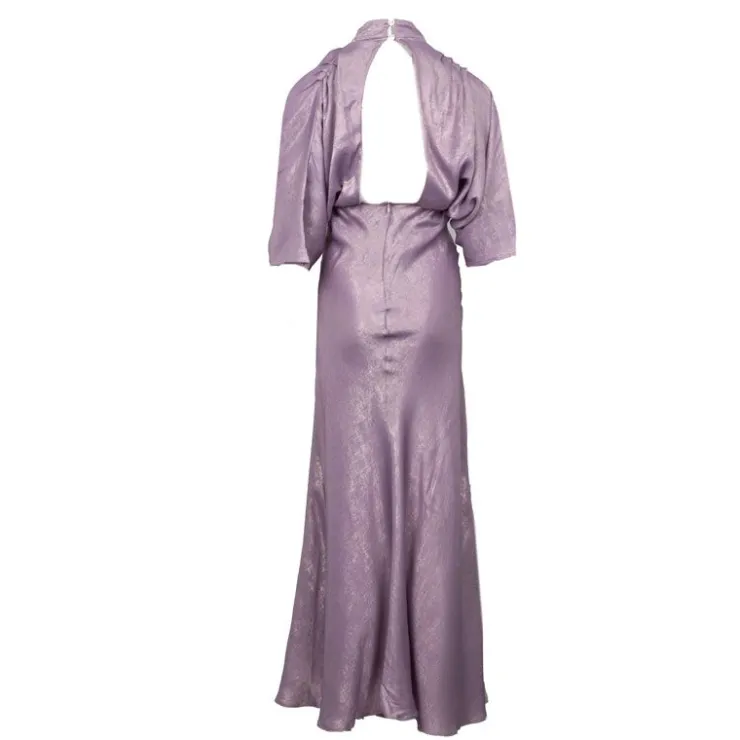 HOLLY AND JOEY Robe flora col cheminée à drapé dos nu Femme VIOLET CLAIR Sale