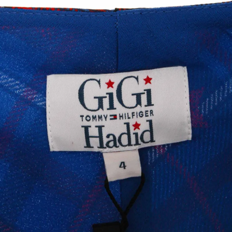 TOMMY HILFIGER Robe Gigi Hadid en soie à carreaux et étoiles rouges Femme BLEU New