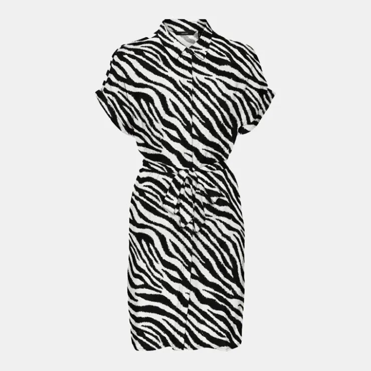VERO MODA Robe imprimé zèbre manches courtes Femme NOIR Discount