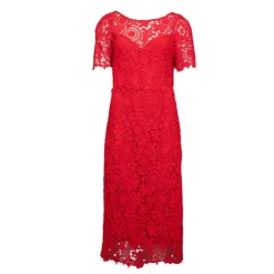 LA PETITE ETOILE Robe ivoire mi longue dentelle Rinesa dos nu Femme ROUGE