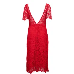 LA PETITE ETOILE Robe ivoire mi longue dentelle Rinesa dos nu Femme ROUGE