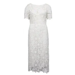 LA PETITE ETOILE Robe ivoire mi longue dentelle Rinesa dos nu Femme BLANC Sale