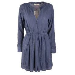 LA PETITE ETOILE Robe juana manches longues ajustée avec liseré doré Femme BLEU FONCE Hot