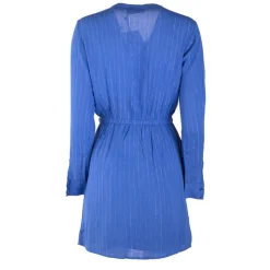 LA PETITE ETOILE Robe juana manches longues ajustée avec liseré doré Femme BLEU ROI Outlet