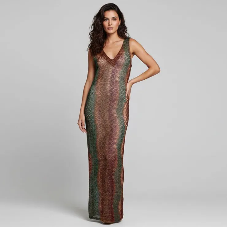 HOLLY AND JOEY Robe laly transparente col v plongeant Femme CUIVRE