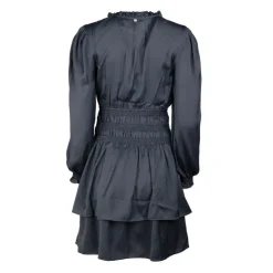 DEELUXE 74 Robe élastiquée à la taille à volants effet soie bleu nuit Femme GRIS FONCE Outlet