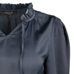 DEELUXE 74 Robe élastiquée à la taille à volants effet soie bleu nuit Femme GRIS FONCE Outlet
