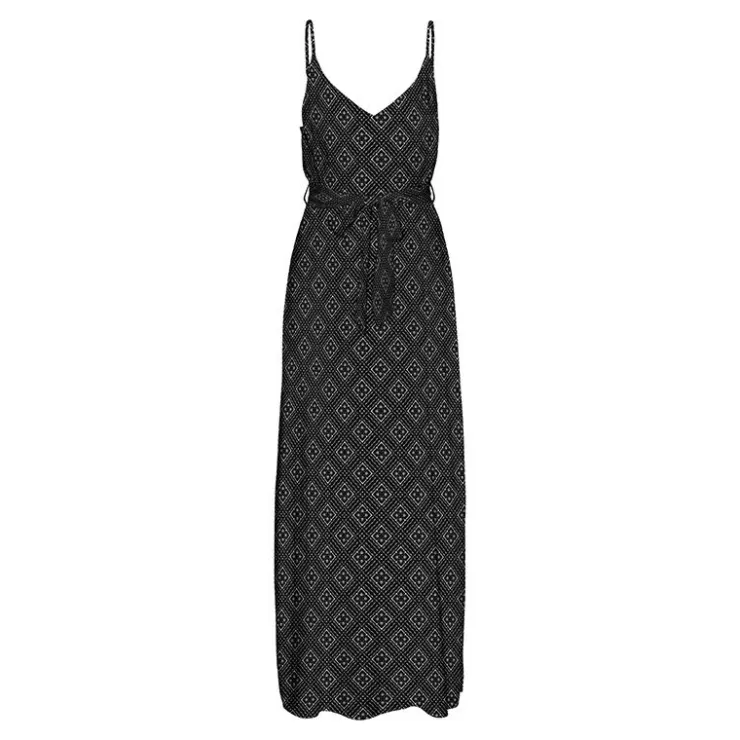 VERO MODA Robe longue à bretelles à motif géométrique avec fente Femme NOIR