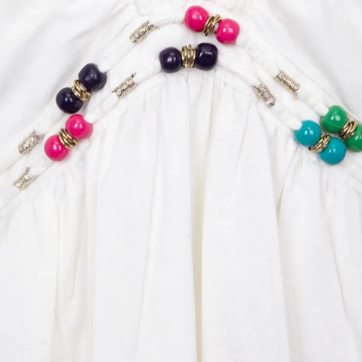 HOLLY AND JOEY Robe longue à bretelles avec perles coton Femme BLANC