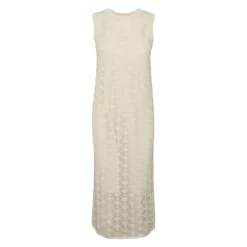VERO MODA Robe longue brodée Verena sans manches Femme BLANC ECRU New