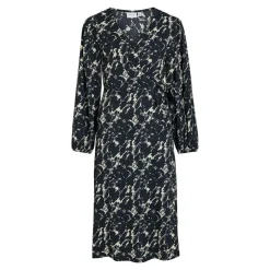 VILA Robe longue cache coeur bleu imprimée Femme BLEU FONCE Clearance