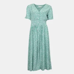 DEELUXE 74 Robe longue col V gloria avec imprimé fleurs Femme VERT CLAIR Outlet