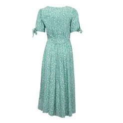 DEELUXE 74 Robe longue col V gloria avec imprimé fleurs Femme VERT CLAIR Outlet