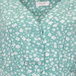 DEELUXE 74 Robe longue col V gloria avec imprimé fleurs Femme VERT CLAIR Outlet