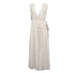 ANTIK BATIK Robe longue coton portefeuille liseré brillant Femme BLANC ECRU Hot