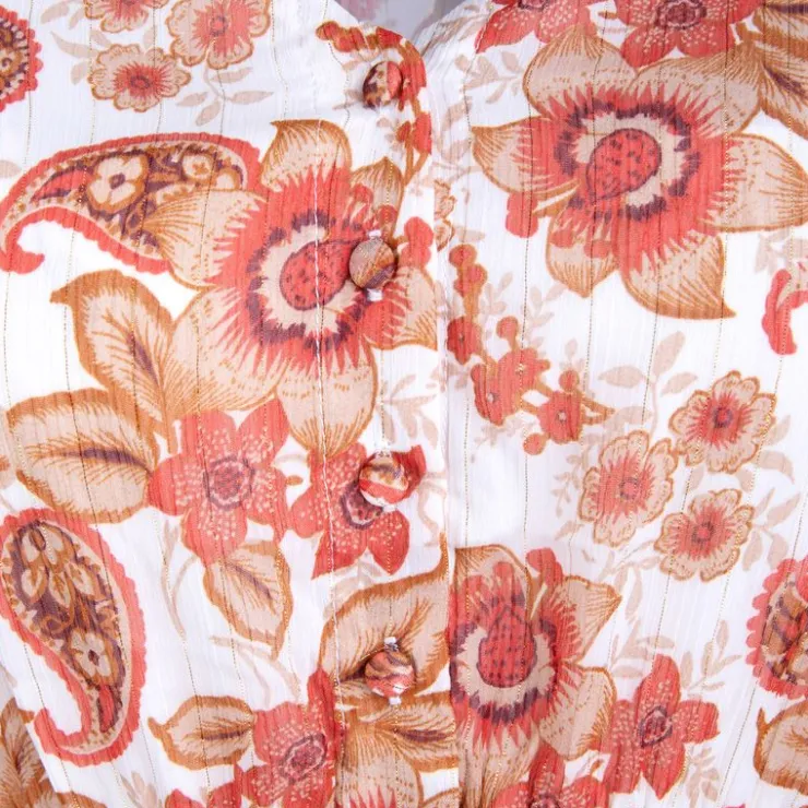 DEELUXE 74 Robe longue fluide imprimée fleurs Femme ORANGE Sale