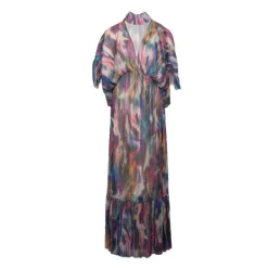 HOLLY AND JOEY Robe longue kyo col cheminée imprimé coloré Femme MULTICOLORE Clearance
