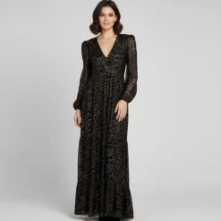 HOLLY AND JOEY Robe longue miami à motif fleuri Femme NOIR Best