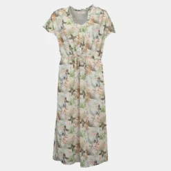 DEELUXE 74 Robe longue nahema tilleul motif à fleurs Femme VERT CLAIR Outlet