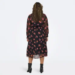ONLY CARMAKOMA Robe longue e à fleurs mi transparent Femme NOIR Sale
