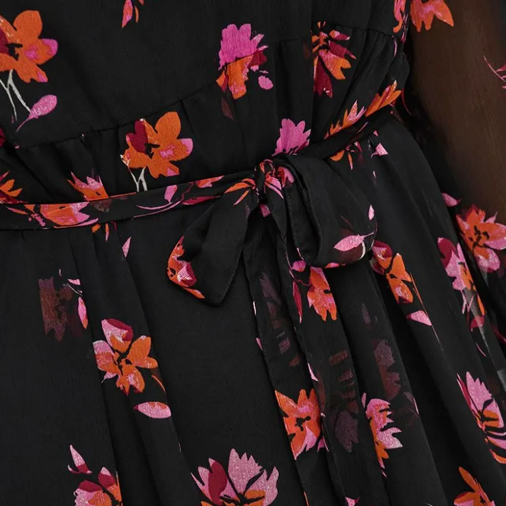 ONLY CARMAKOMA Robe longue e à fleurs mi transparent Femme NOIR Sale