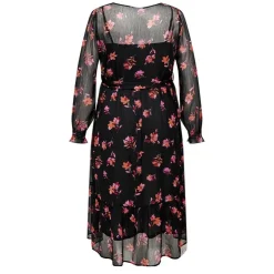 ONLY CARMAKOMA Robe longue e à fleurs mi transparent Femme NOIR Sale