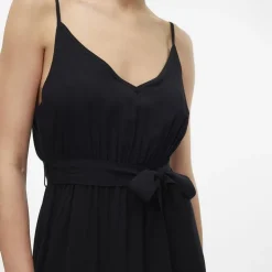 VERO MODA Robe longue e ceinturée avec fentes Femme NOIR Online