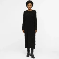 OBJECT Robe longue e jacquard avec doublure Femme NOIR Clearance