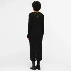 OBJECT Robe longue e jacquard avec doublure Femme NOIR Clearance