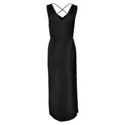 VERO MODA Robe longue sans manches uni fendue col v cordon Femme NOIR Clearance