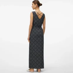 VERO MODA Robe longue sans manches avec fente latérale ajustée à la taille Femme NOIR Best