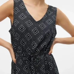 VERO MODA Robe longue sans manches avec fente latérale ajustée à la taille Femme NOIR Best