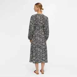 OBJECT Robe manches ballons col V à motif Femme NOIR Hot