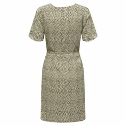 JDY Robe manches courtes col v cordon d'attache imprimé Femme BLANC ECRU Discount