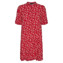 PIECES Robe manches courtes imprimé viscose lenzing ecovero Femme ROUGE Hot