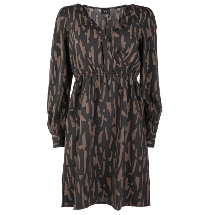 JDY Robe manches longues Divya col en V regular fit Femme MARRON New