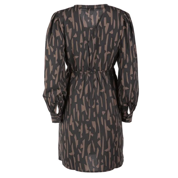 JDY Robe manches longues Divya col en V regular fit Femme MARRON New