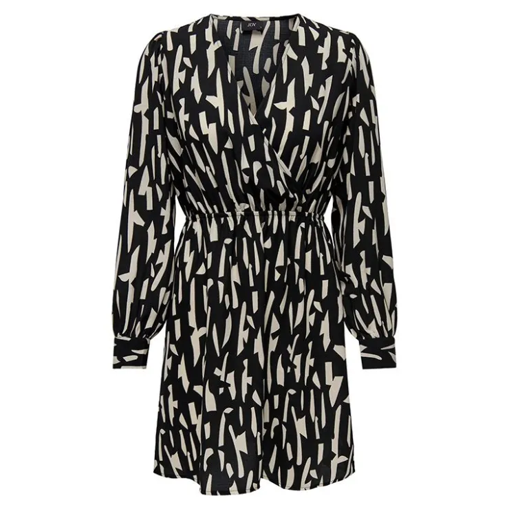 JDY Robe manches longues Divya col en V regular fit Femme BLANC ECRU Clearance