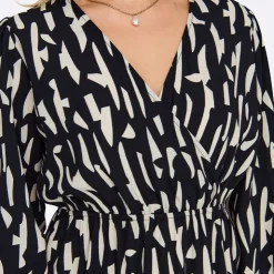 JDY Robe manches longues Divya col en V regular fit Femme BLANC ECRU Clearance