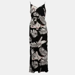 VERO MODA Robe maxi à bretelles imprimé feuilles Femme NOIR Hot