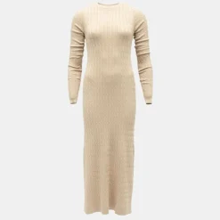 BILL TORNADE Robe maxi maille torsadée col rond Femme BEIGE Discount