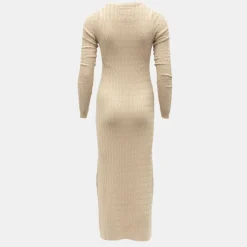 BILL TORNADE Robe maxi maille torsadée col rond Femme BEIGE Discount