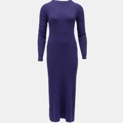 BILL TORNADE Robe maxi maille torsadée col rond Femme VIOLET