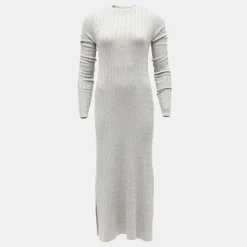 BILL TORNADE Robe maxi maille torsadée col rond Femme GRIS CLAIR Hot